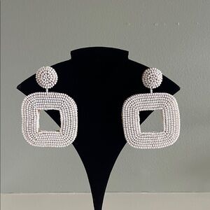 Elegant White Beaded Earrings